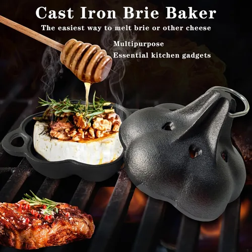 Miniatura 5 de Asador para Ahumar y Tostador de Hierro Fundido & Horno para Ajos, Caja para Ahumar, Asador de Ajos de Hierro Fundido Pre-Curado para Parrilla