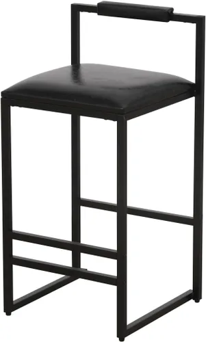 Miniatura 7 de Juego de 2 taburetes de bar modernos tapizados de piel sintética sin brazos con respaldo para bar en casa, comedor, isla de cocina, bistró, club