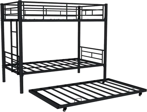 Miniatura 14 de Bellemave Litera de metal con nido, litera individual sobre matrimonial con barandilla y escalera para niños/adolescentes, adultos, no necesita