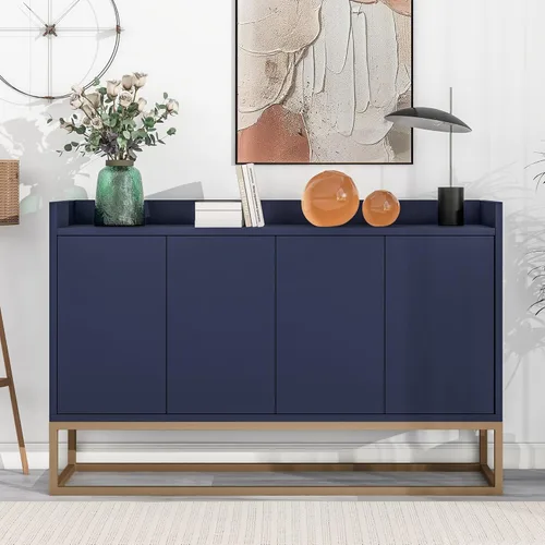 Aparador moderno para bufé, armario de almacenamiento de cocina, mesa consola con 4 puertas, estantes ajustables y patas de metal para comedor y