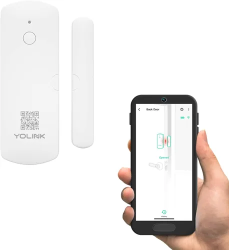 YoLink Sensor inteligente de puerta y ventana LoRa: alcance al aire libre de hasta 1/4 de milla, recordatorios de puerta dejada abierta, hasta 5