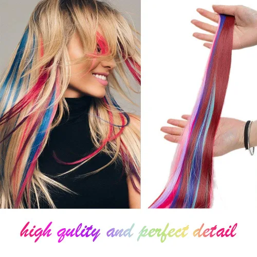 Miniatura 3 de EuTengHao 36 paquetes de extensiones de cabello con clip de 22 pulgadas, extensiones de cabello liso colorido con clip para mujeres y niños, Recto
