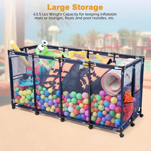 Miniatura 6 de Yescom Cesta de almacenamiento de flotador de piscina de 280 galones, tamaño XXXL para fideos de balsa de juguete, al aire libre, 65 x 30 x 33 Azul