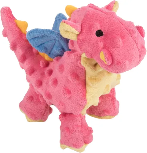 Miniatura 3 de goDog - Juguete de dragón de peluche chirriante para perro, tecnología Chew Guard, color azul claro, tamaño pequeño