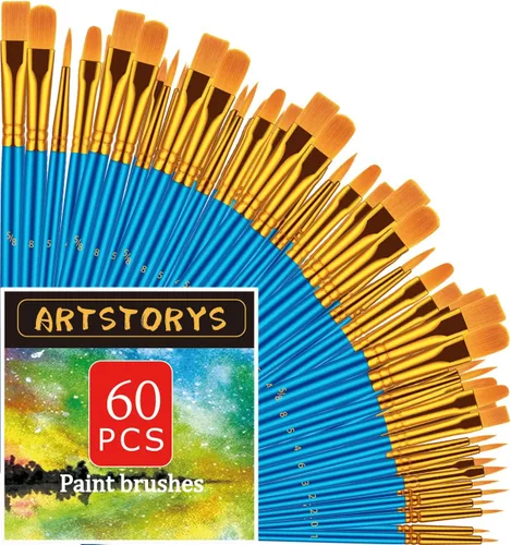 Miniatura 14 de Juego de pinceles de pintura, 30 piezas de pinceles de pintura para pintura acrílica, pincel de pintura al óleo, acuarela y acrílica, pinceles