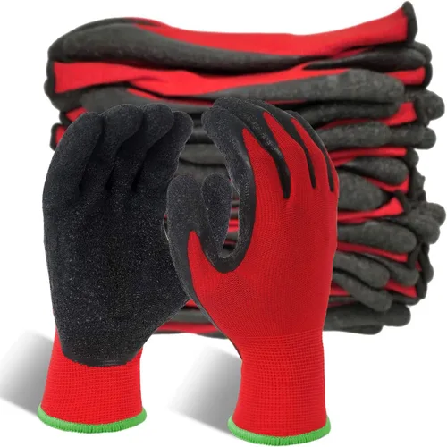 Miniatura 21 de Evridwear Guantes de trabajo de seguridad con recubrimiento de goma de látex arrugado aplicado a mano para hombres y mujeres, uso general múltiple
