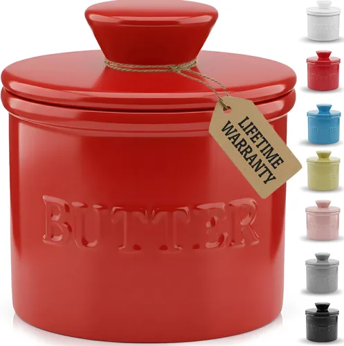 Miniatura 9 de PriorityChef Mantequillera Francesa con Tapa, Mantiene la Mantequilla Untable y Fresca, Recipiente para Mantequilla para Dejar en la Encimera, Plato