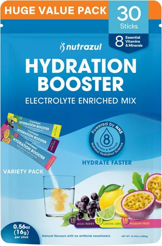 Miniatura 8 de nutrazul Potenciador de hidratación, electrolitos en polvo con sodio, potasio, vitamina B6 y B12, sin edulcorantes artificiales, sabor a limón