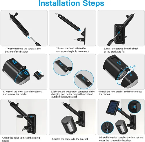 Miniatura 4 de HOLACA Soporte de montaje de pared 2 en 1 para el panel solar Stick Up Cam Pro, Spotlight Cam Pro/Plus y Stick Up Cam Batería/Accesorios de montaje