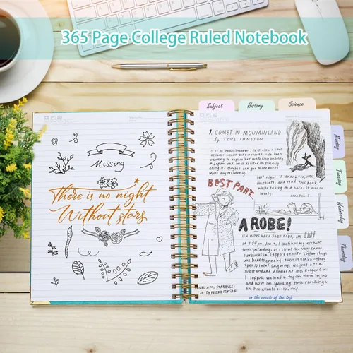 Miniatura 2 de Cuaderno de espiral, cuaderno de cuero de tapa dura de 365 páginas, diario encuadernado de gran tamaño A5 para mujeres y hombres, cuadernos rayados
