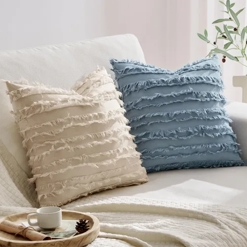 Miniatura 2 de MIULEE - Juego de 2 fundas de cojín decorativas de estilo bohemio y estilo granja costero, con patrón jacquard a rayas, para sofá, sillón, sala