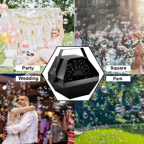 Miniatura 6 de ATDAWN Máquina automática de burbujas de alta capacidad de 1 litro con control remoto de 45 pies, soplador de burbujas de metal profesional