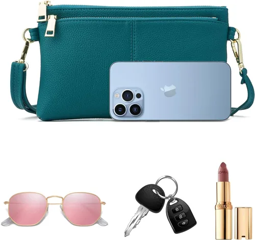 Miniatura 2 de ZOOEASS Bolso cruzado pequeño con triple cremallera, bolso ligero de cuero vegano, incluye hombro ajustable