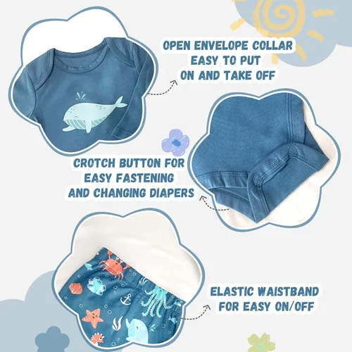 Miniatura 5 de V.&GRIN Ropa de bebé niño, conjunto de pantalones de manga larga de algodón para recién nacido de 0 a 24 meses