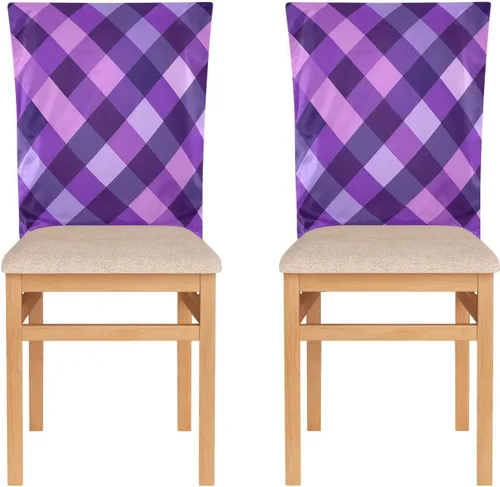 Checkere - Juego de 2 fundas decorativas para silla de dormitorio, color morado y azul, funda para silla de aula, para comedor