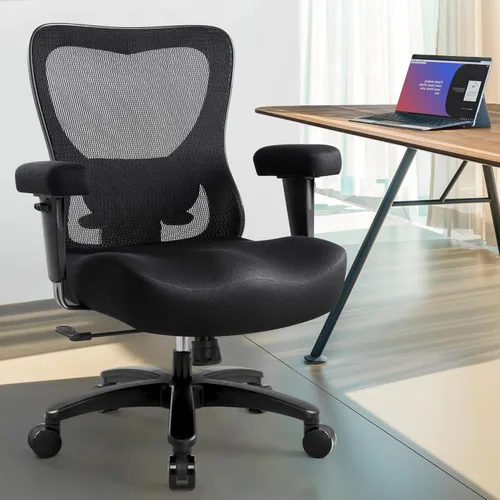 Miniatura 8 de Silla de escritorio de oficina grande y alta de 500 libras, silla de escritorio ergonómica de malla resistente, sillas de computadora giratorias