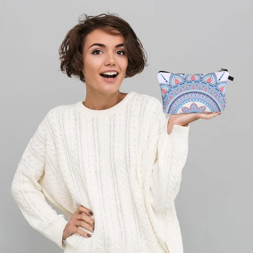 Miniatura 6 de Boao Bolsa de cosméticos de 8 piezas, bolsa de maquillaje, bolsa de viaje impermeable para artículos de tocador con diseño de flores de mandala, 8