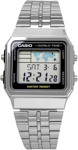 Miniatura 3 de Casio Reloj clásico de cuarzo de acero inoxidable A500WA-1 para hombre Reloj de cuarzo