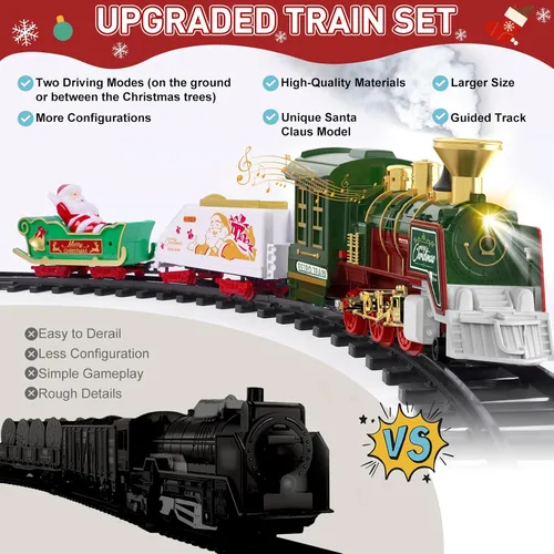 Miniatura 8 de TERRAMUS Juego de tren de Navidad – Juguetes de tren colgante con luz ahumada y sonido para niños y niñas, juego de tren alrededor debajo del árbol