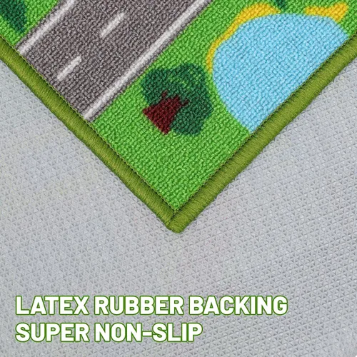 Miniatura 5 de Alfombra de juego para niños, diseño de ciudad con carreteras, 149,9 x 100,1 cm (59"x39.4"), alfombra antideslizante para autos de niños, alfombra