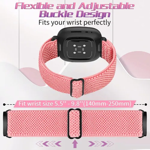Miniatura 3 de Bandas elásticas compatibles con Fitbit Versa 4/Fitbit Sense 2/Fitbit Versa 3/Fitbit Sense bandas para hombres y mujeres, paquete de 4 correas