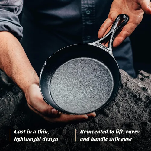 Miniatura 4 de Lodge Blacklock - Sartén de hierro fundido triple sazonado de 7 pulgadas, ligera, fácil de limpiar, utensilios de cocina prémium