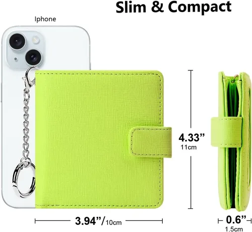 Miniatura 4 de FurArt Cartera plegable para mujer con 9 ranuras, bloqueo RFID, ventana de identificación, cartera compacta con llavero