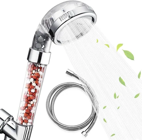 Nosame® Cabezal de ducha con manguera, filtro de filtración de alta presión, ahorro de agua, 3 modos de función, rociador, cabezales de ducha de