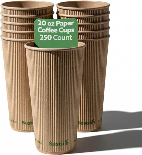 Miniatura 14 de Restaurantware Tazas de café de papel de 4 onzas, paquete de 500 tazas aisladas de pared ondulada, para bebidas calientes, papel kraft resistente a