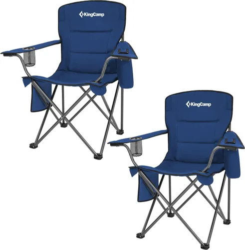 Miniatura 9 de KingCamp Paquete de 2 sillas de campamento de gran tamaño para adultos, sillas plegables resistentes de 300 libras, silla de campamento acolchada