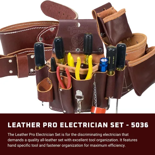 Miniatura 2 de Occidental Leather Pro Electrician Set – Pequeño – 23 bolsillos y portaherramientas – Cuero de primera calidad – Fabricado en Estados Unidos