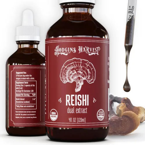 Miniatura 10 de Hodgins Harvest Melena de león orgánica + tintura de reishi Fabricado con hongos cultivados en nuestra granja en los Estados Unidos Extracto