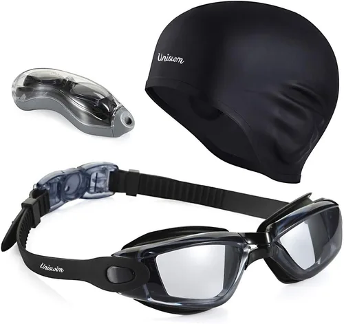 Miniatura 8 de Gafas de natación Juego de gorras de natación gafas de natación de silicona para adultos con gafas antivaho para nadar
