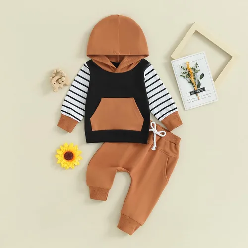 Miniatura 3 de Hoanselay Conjunto de sudadera de manga larga con capucha y pantalones de otoño e invierno para bebé niño
