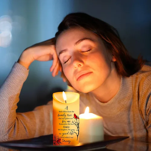 Miniatura 6 de Gerrii Velas Conmemorativas Regalos de Condolencia LED Sin Llama Velas de Duelo Cardenal para Pérdida de Ser Querido Regalos de Condolencia Cardenal