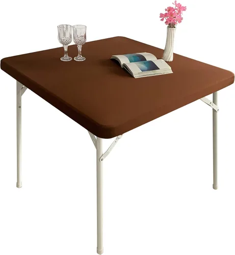 Miniatura 69 de Mantel elástico para mesa auxiliar de cóctel, ajustable de elastano, tamaño pequeño, para mesa auxiliar, 24 x 24 pulgadas, color beige