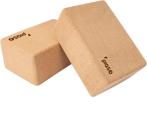 Bloques de corcho para yoga, paquete de 2 unidades para pilates, bloques antideslizantes y de alta densidad para meditación, fitness y estiramiento,