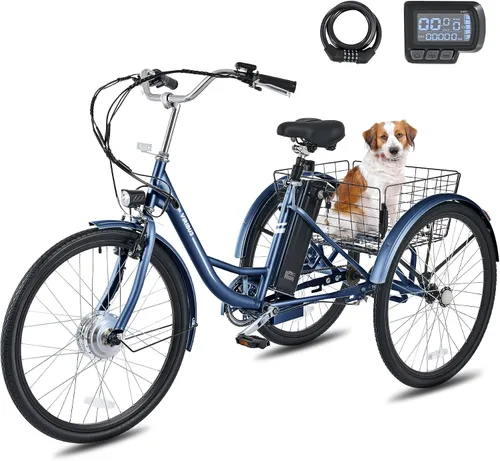 Miniatura 10 de VIRIBUS Triciclo eléctrico para adultos, triciclo eléctrico de 24 26 pulgadas con batería extraíble de 468 Wh, 250 W/350 W (pico 500 W) bicicletas