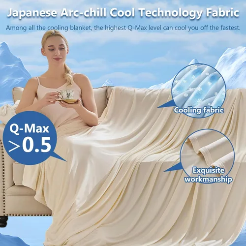 Miniatura 4 de CHOSHOME Manta refrescante para personas que duermen con calor – Manta de verano fina, suave, ligera, transpirable, doble cara mejorada para Beige