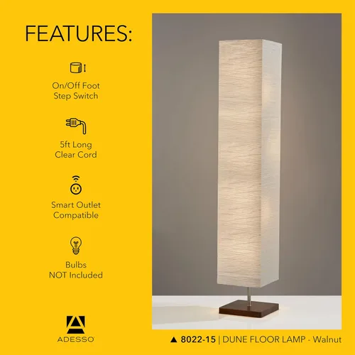 Miniatura 5 de Adesso Lámpara de pie de tres luces, base de madera natural y brillo ajustable, iluminación perfecta para dormitorio, sala de estar y decoración