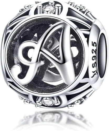 Plata de ley 925 con piedras cúbicas, opciones completas de regalo de la A Z, cuentas de letras del alfabeto para pulseras europeas Pandora