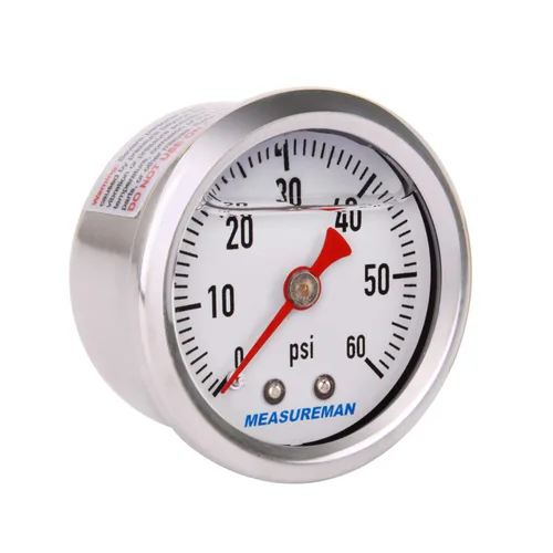 Miniatura 8 de MEASUREMAN - Manómetro, 0 a 15 psi, relleno glicerina, esfera 1.5 pulgadas, caja acero inoxidable 304, montaje central posterior 1/8 NPT, adaptador
