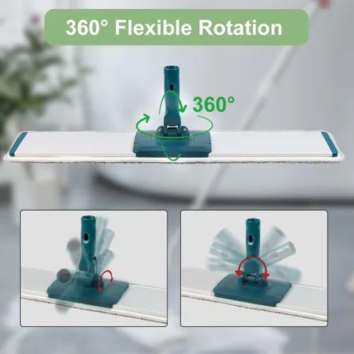 Miniatura 6 de CQT Sistema de Limpieza de Trapeador de Piso de Microfibra Plana Comercial de 24 Pulgadas Húmedo, Seco y Polvo para Madera Dura con 4 Almohadillas