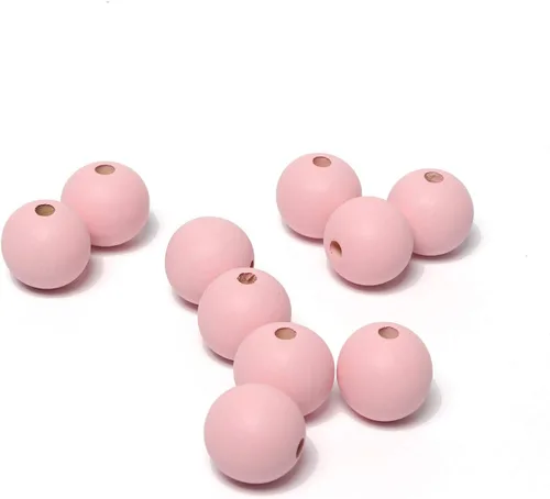 Miniatura 12 de 60 cuentas de madera blanca mate de 0.71 pulgadas para manualidades hechas a mano, cuentas redondas de madera a granel con agujero de 0.157 pulgadas