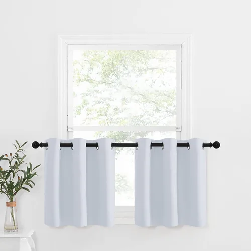 Miniatura 150 de NICETOWN Cortinas opacas de cocina para ventana sobre el fregadero, aislamiento térmico, decoración del hogar, pequeños niveles opacos con ojales