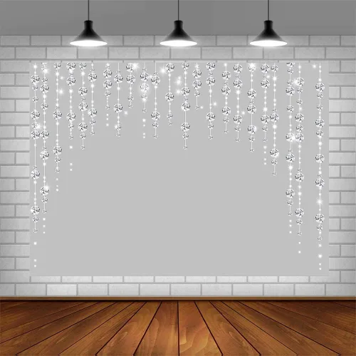 Miniatura 4 de Telón de fondo de fotografía plateado de 7 x 5 pies para fiesta, diamantes con purpurina, decoración de boda, despedida de soltera, telón de fondo