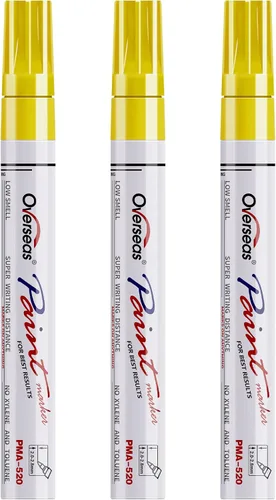 Miniatura 9 de Overseas Rotuladores de pintura permanentes, paquete de 3 rotuladores a base de aceite verde, punta media, secado rápido e impermeable para metal