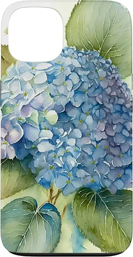 Funda para iPhone 13 Watercolor Vintage Floral Blue Hydrangeas Flower