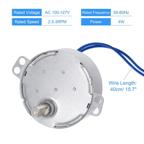 Miniatura 4 de MECCANIXITY Motor síncrono AC100-127V 2.5-3RPM 50-60Hz CW 4W D eje motor eléctrico para horno de microondas, ventilador