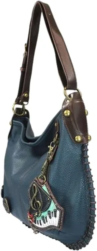 Miniatura 2 de Chala Bolsos de mano estilo casual suave con hombro grande o bolso cruzado con llavero color azul marino Búho